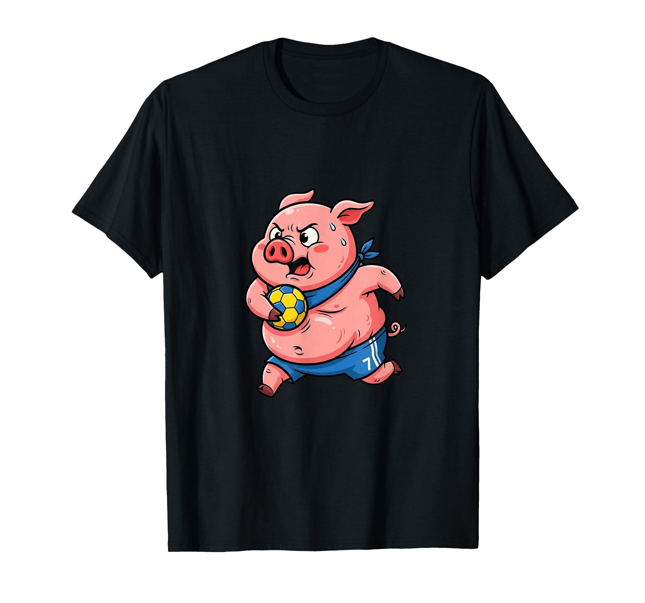Funny Pig Playing Soccer Sports Cartoon T-Shirt - Aesthetic Graphic Unisex
