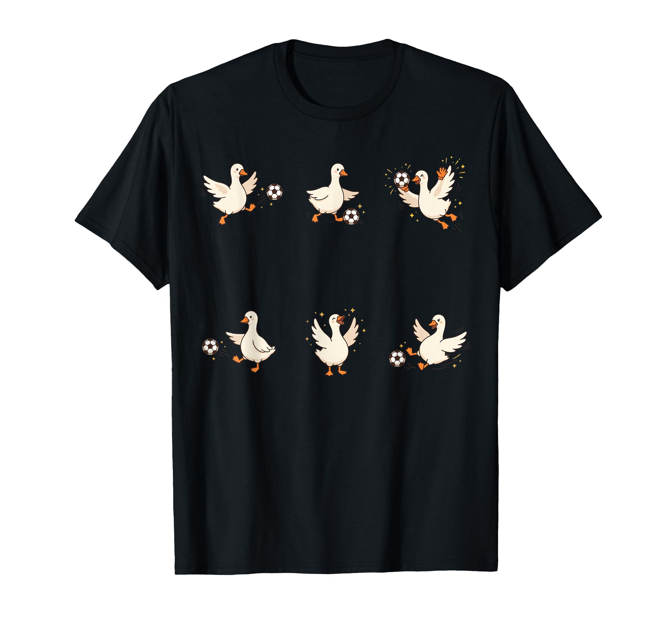 Silly Goose Playing Soccer Player T-Shirt - Minimalist Print for Adults