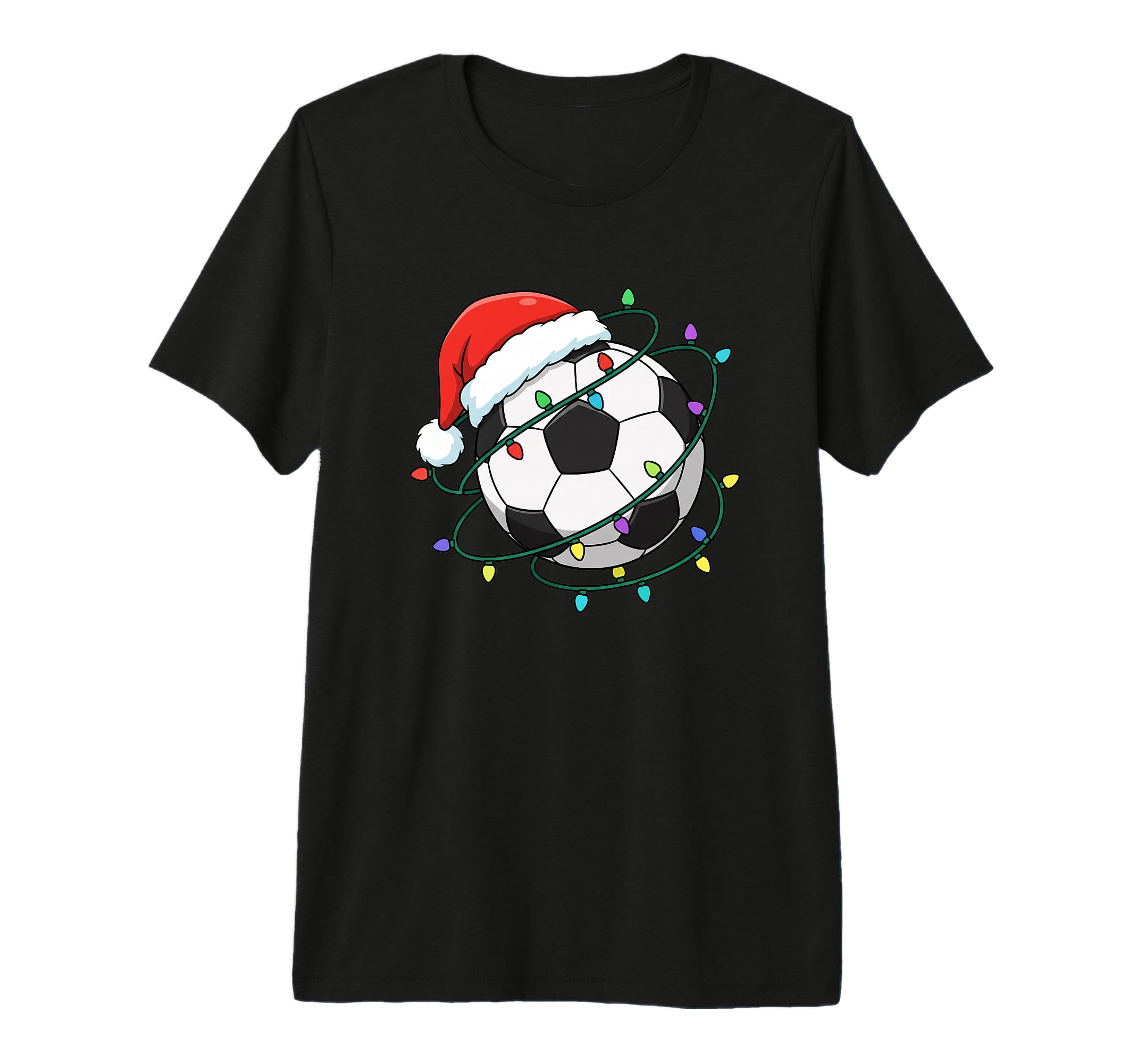 Soccer Santa Ball Lights Holiday Soccer T-Shirt - Aesthetic Graphic Unisex