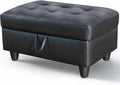 Ottoman Rectangular Storage Ottoman Bench, Faux Leather Footrest, Coffee Table, Stool Footstool with Hinged Lid for Living Room, Bedroom, Entryway, Black, 35"x23.5"x17.5"