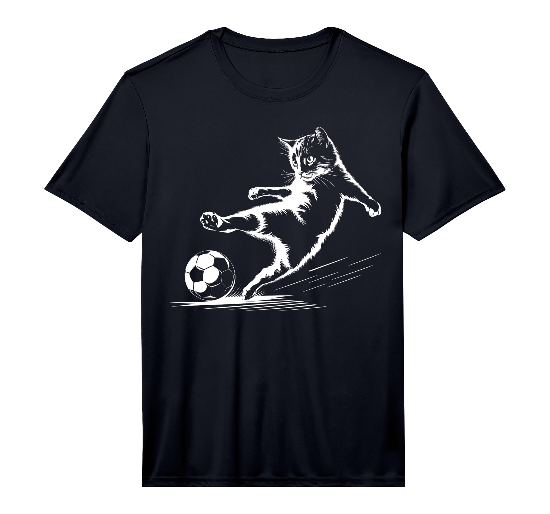 Cat Playing Soccer Ball Cat Sports Funny T-Shirt - Trendy Graphic Unisex
