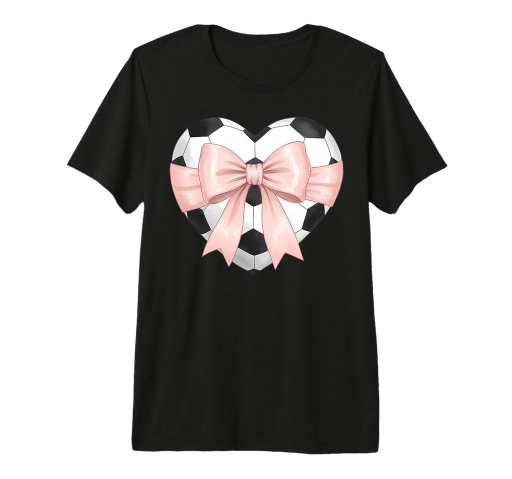 Coquette Soccer Heart Bow Football T-Shirt - Graphic Print Men Women