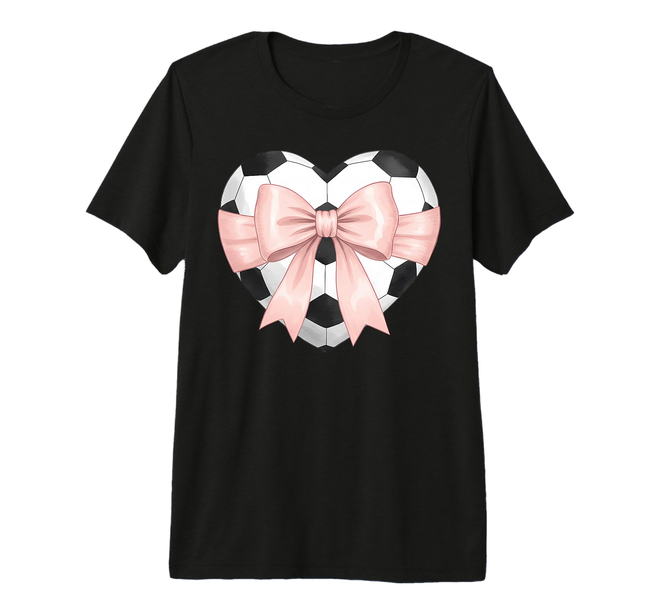 Coquette Soccer Heart Bow Football T-Shirt - Custom Art Print for Adults