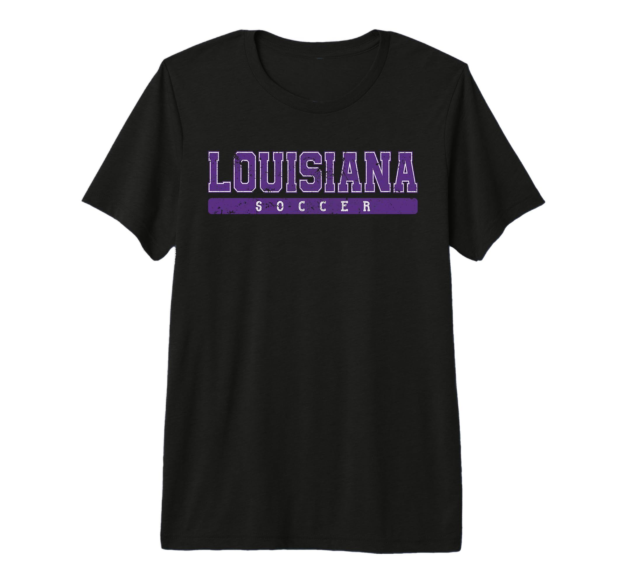 Louisiana Soccer Purple Text Tri T-Shirt - Fun Novelty Design for Adults