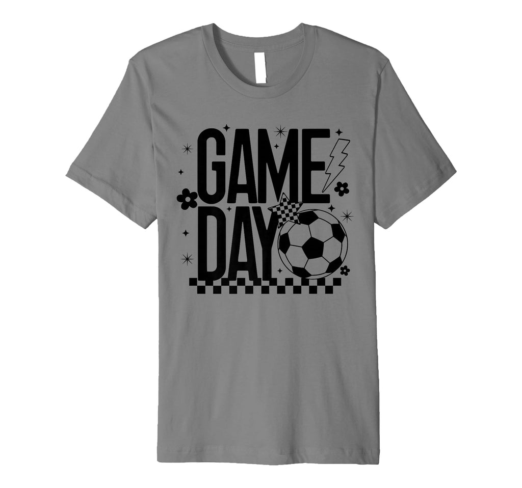 Game Day Soccer Season Mom Checkered T-Shirt - Unique Graphic Unisex