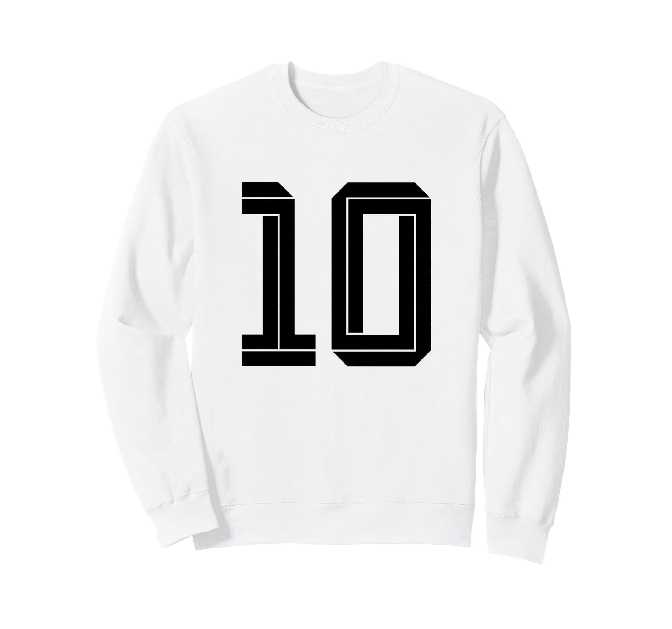 10 White Number 10 Sports Fan Sweatshirt - Casual Everyday Wear Men Women