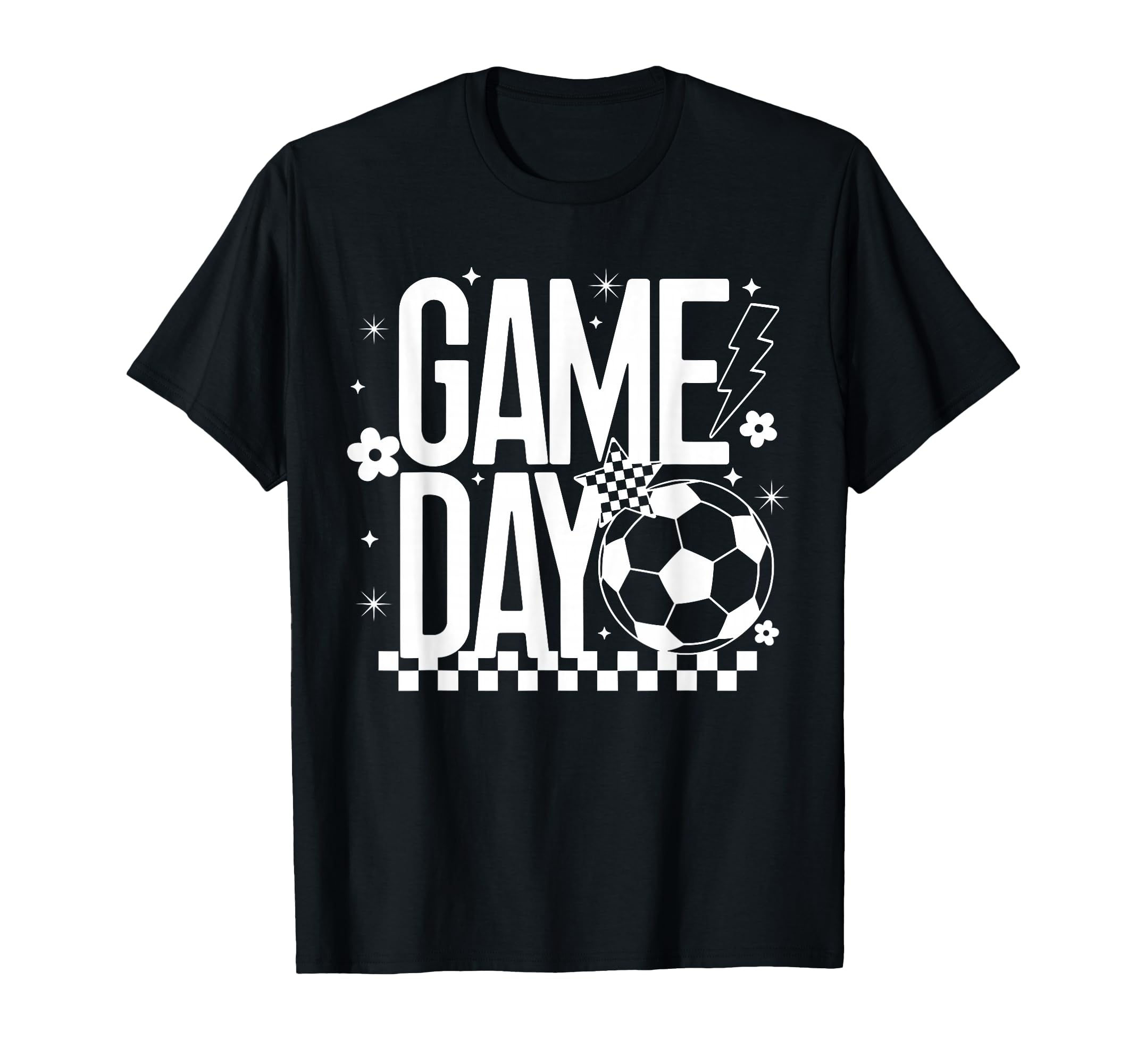 Game Day Soccer Season Mom Checkered T-Shirt - Graphic Print Unisex