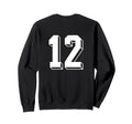 Number 12 Backside 80S 90S Team Jersey Sweatshirt - Graphic Print Unisex