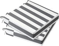 AAAAAcessories Outdoor Seat Cushions for Chairs, Waterproof, Fade-Resistant Patio Furniture Replacement Cushions, 21" x 21" x 4", Set of 2, Gray Cabana Stripe