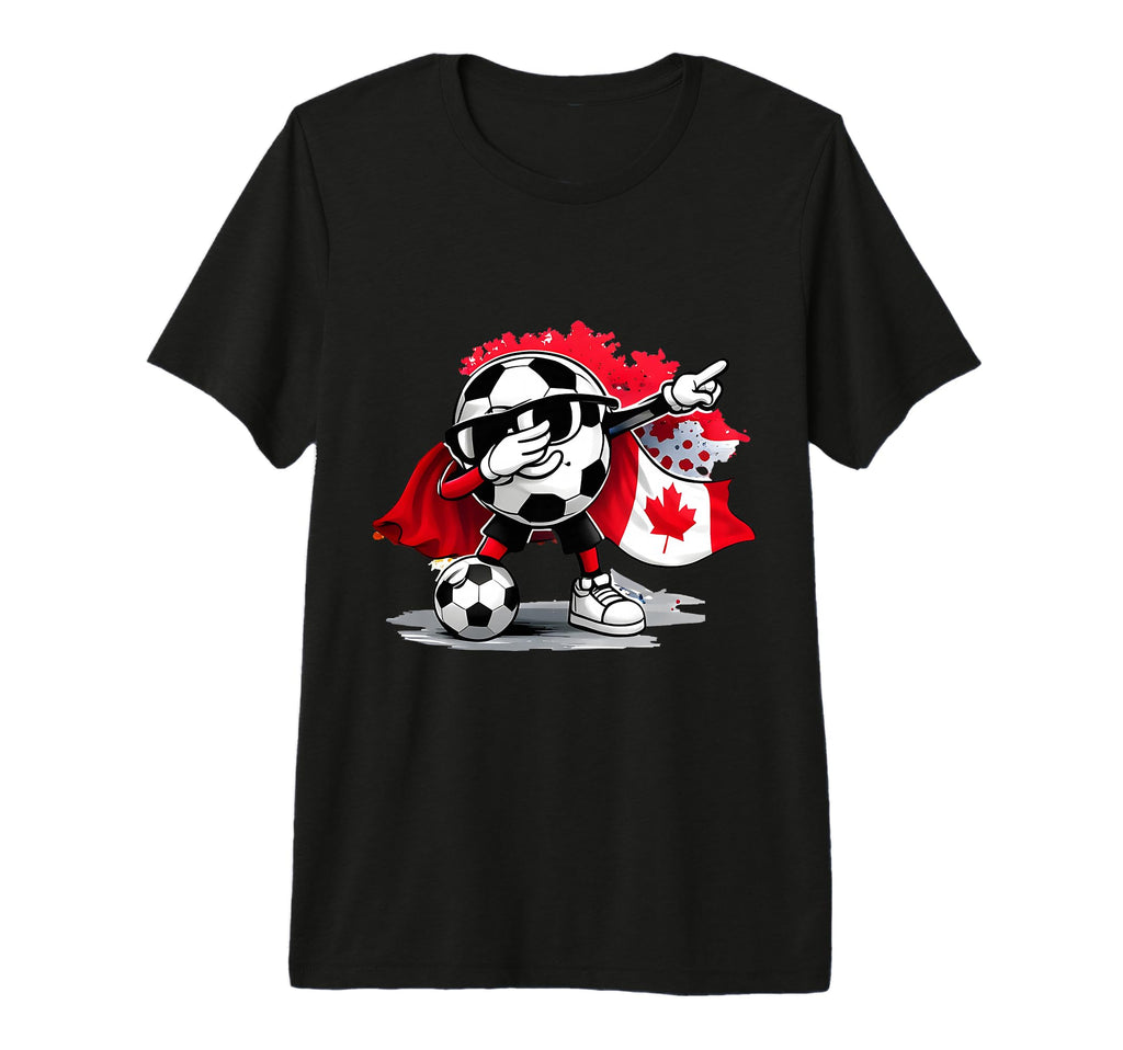Canadian Flag Cape Dabbing Ball Soccer T-Shirt - Trendy Graphic for Adults