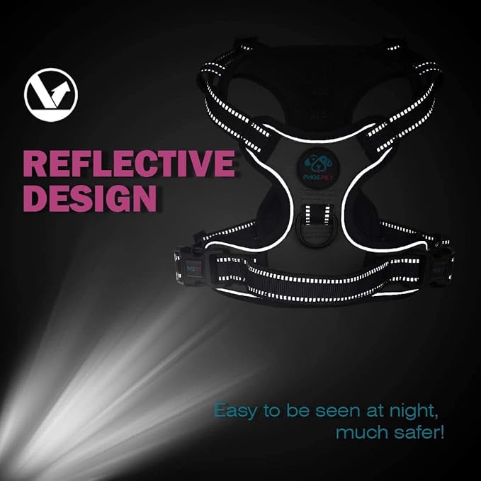 PHOEPET No Pull Dog Harnesses for Small Puppies Reflective Adjustable Front Clip Vest with 2 Metal Leash Attachment Hooks Soft Handle [Over The Head Design](XL, Royal Blue)