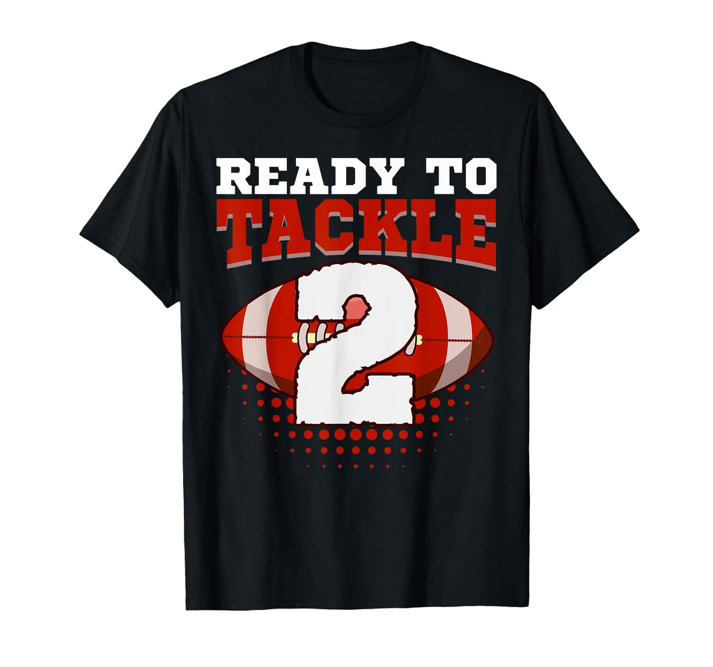 Football 2Nd Birthday Player Tackle T-Shirt - Fun Novelty Design Men Women