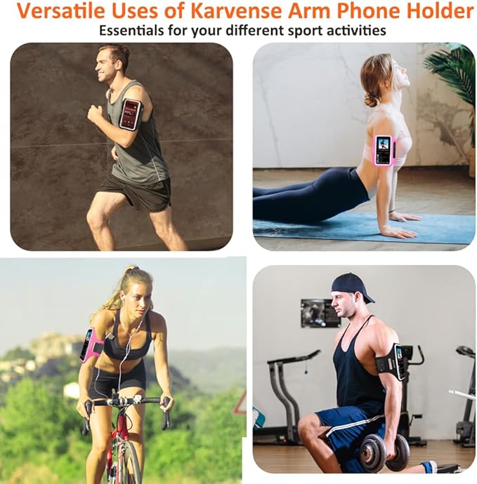 Running Phone Holder, Arm Band for Running for iPhone & Samsung Galaxy, Cell Phone Armband Holder for Walking, Gym, Workout, Men, Women, w/Adjustable Strap & Zipper Pocket (Pink-L)
