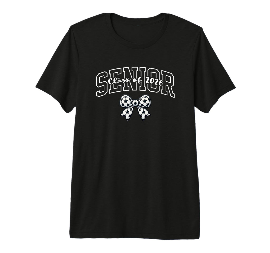 Senior Class 2026 Soccer Coquette Bow T-Shirt - Novelty Apparel Men Women