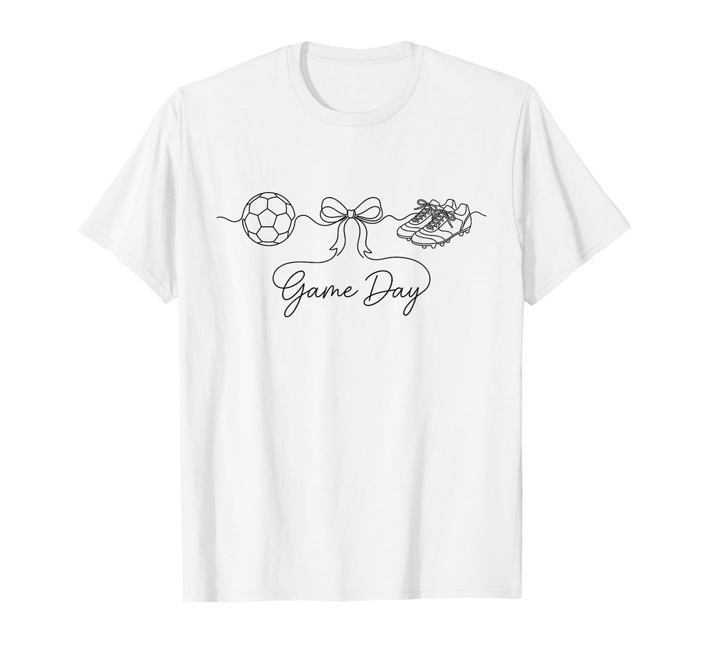 Game Day Soccer Mom Ball Bow Cleats T-Shirt - Trendy Graphic Men Women