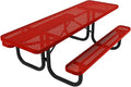 Coated Outdoor Furniture Heavy-Duty Portable ADA-Compliant Outdoor Picnic Table, Punched Steel Patio Dining Furniture Made in America (8ft Rectangular, Both-Side Handicap, Red)