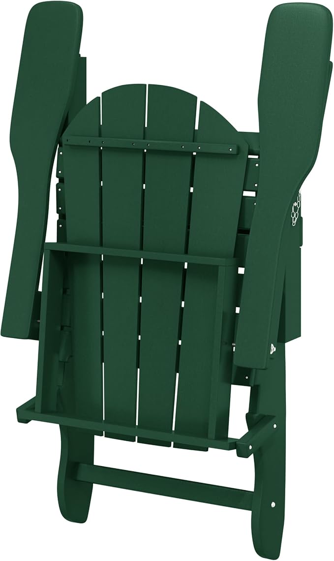 Westin Outdoors Laguna WO Home Furniture Adirondack Chair 4 PC Set Classic Outdoor Patio Folding Chair for Bon Fire Pit Lawn Backyard Beach Plastic Weather-Resistant (Dark Green)