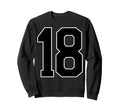 Black Sports Team Number 18 Fan Sweatshirt - Aesthetic Graphic for Adults