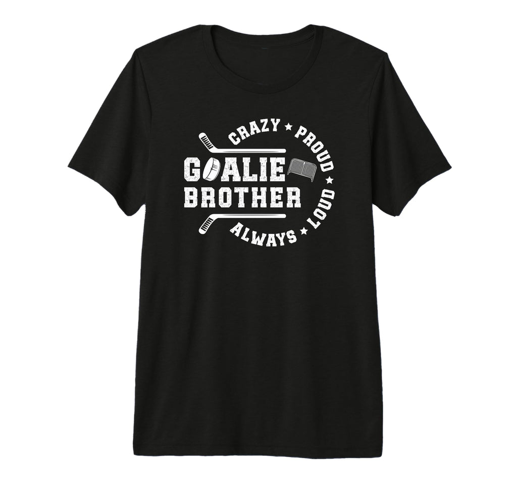 Crazy Proud Hockey Goalie Brother T-Shirt - Graphic Print for Adults