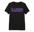 Illinois Soccer Purple Text Tri Blend T-Shirt - Streetwear Style Unisex