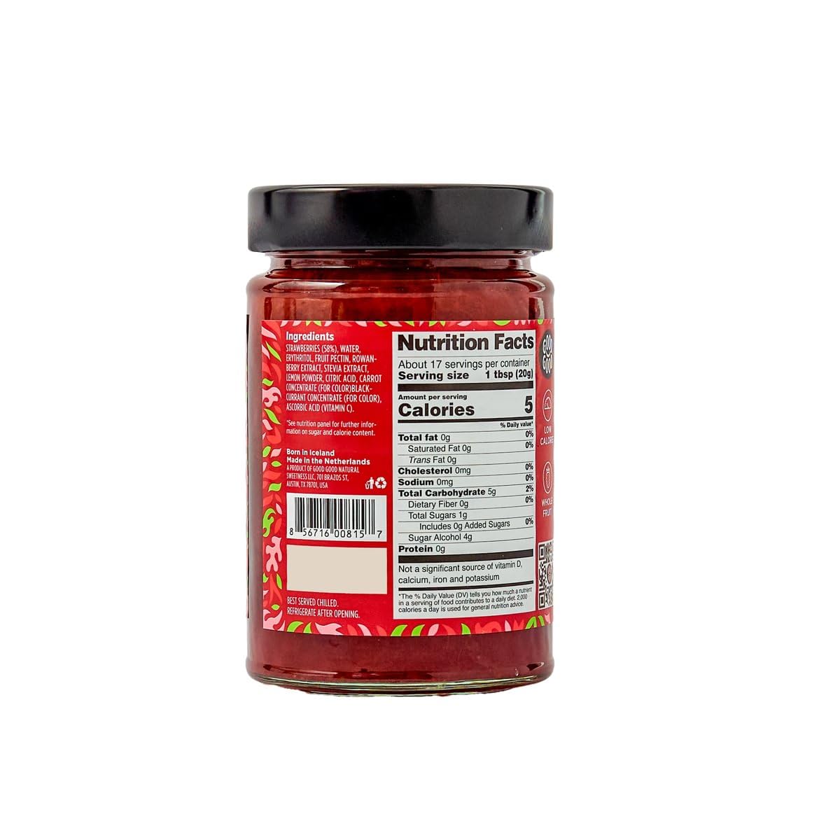 Good Good Jam Strawberry No Sugar, Pack of 6 - 12 Oz.