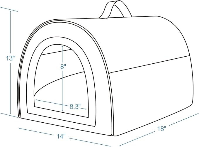 Jiupety Indoor Dog House, 2 in 1 Portable Foldable House Bed with Cover, Pet Tent & Cave Bed for Cats and Small Dogs, M(18"×14"×13"), Up to 9 Lb, Grey