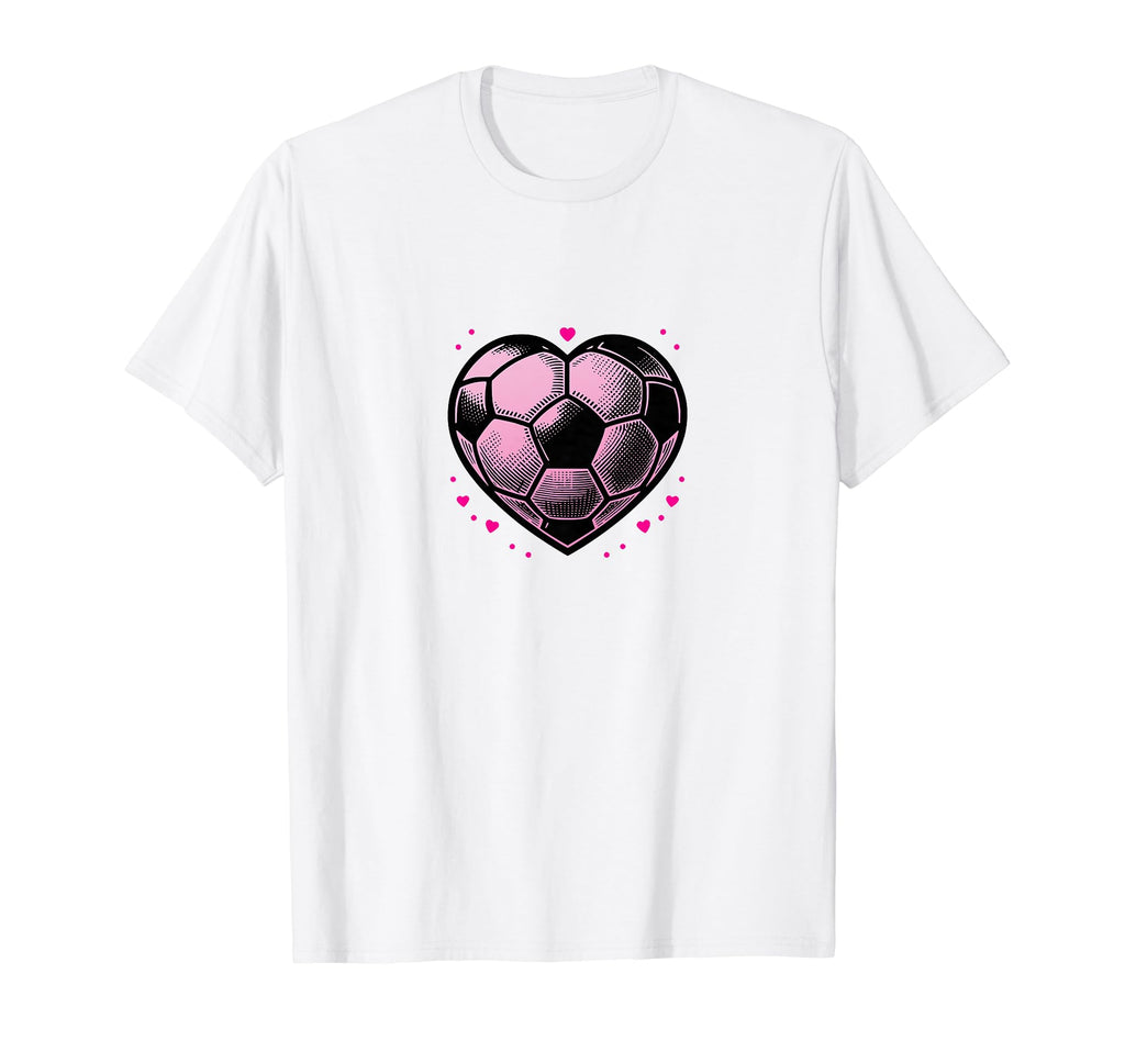 Soccer Ball Hearts Mom Fan Casual T-Shirt - Unique Graphic for Adults