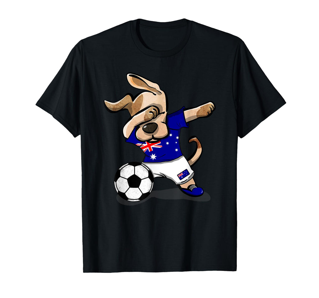 Dog Dabbing Soccer Australia Jersey T-Shirt - Streetwear Style Unisex