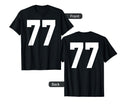 77 Team Sports Jersey Front Back T-Shirt - Trendy Graphic for Adults