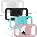 4 Pack Waterproof Dog Collar Holder Compatible with AirTag, Silicone Hidden Loop Holder for Airtag Tracker, Anti-Lost Dog Collar Accessories(Cyan,White,Black,Pink)