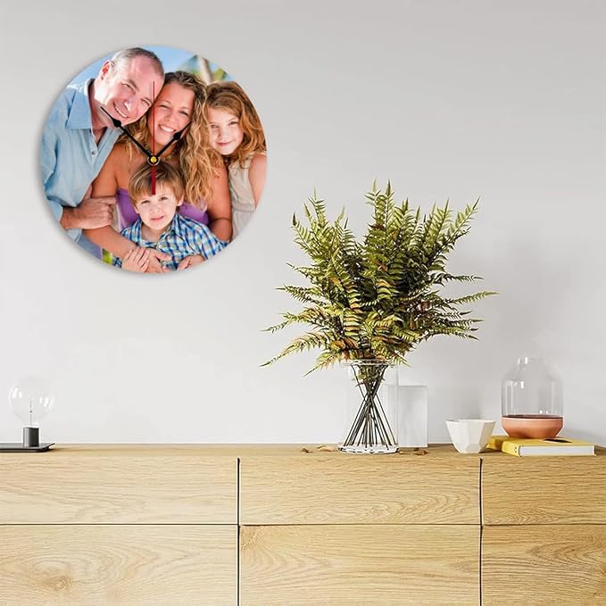 Generic Custom Clocks for Walls Personalized Picture Hanging Time Clocks Customize Gifts for Kitchen Bathroom Home Creative, 10inch-25cm