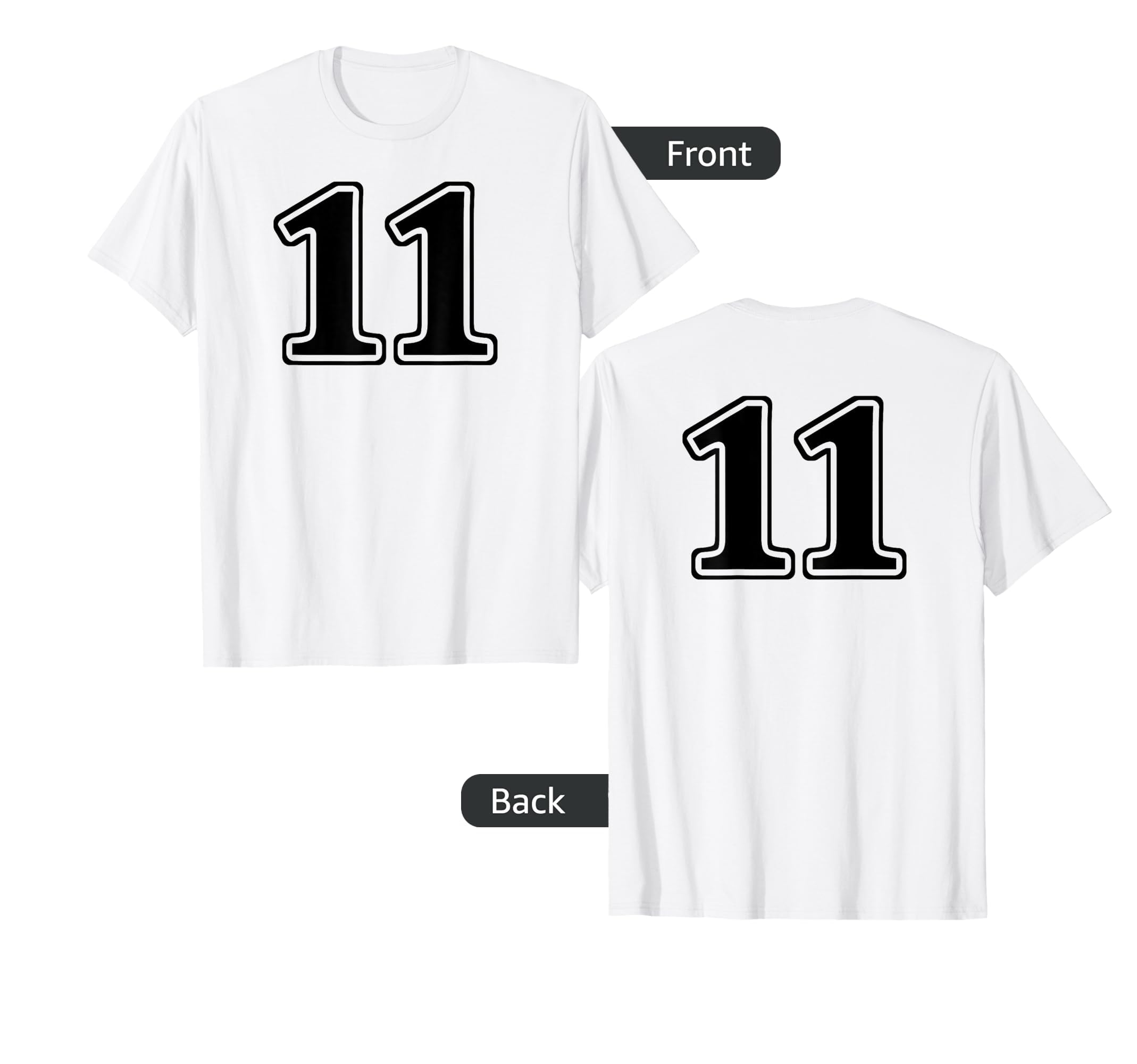 White 11 Number Eleven Team Birthday T-Shirt - Graphic Print for Adults