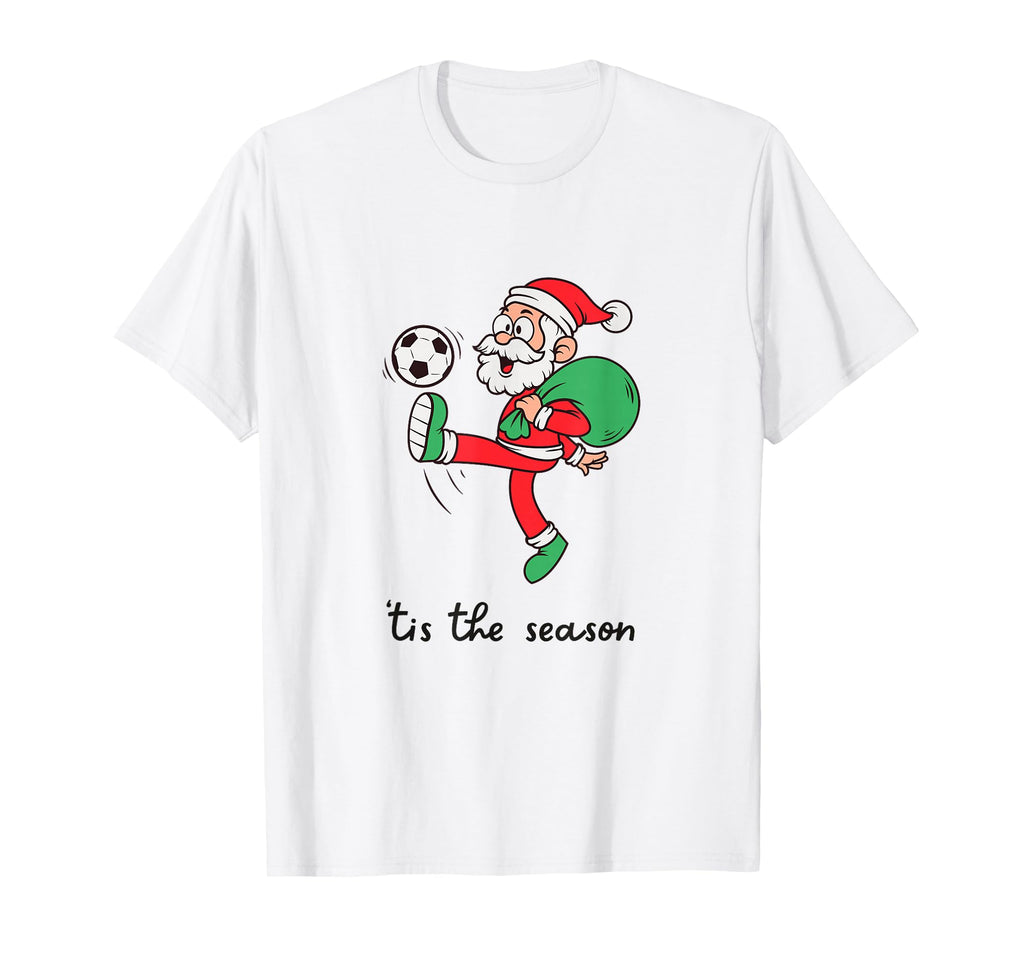 Fun Santa Footballer Soccer Player Tis T-Shirt - Graphic Print for Adults