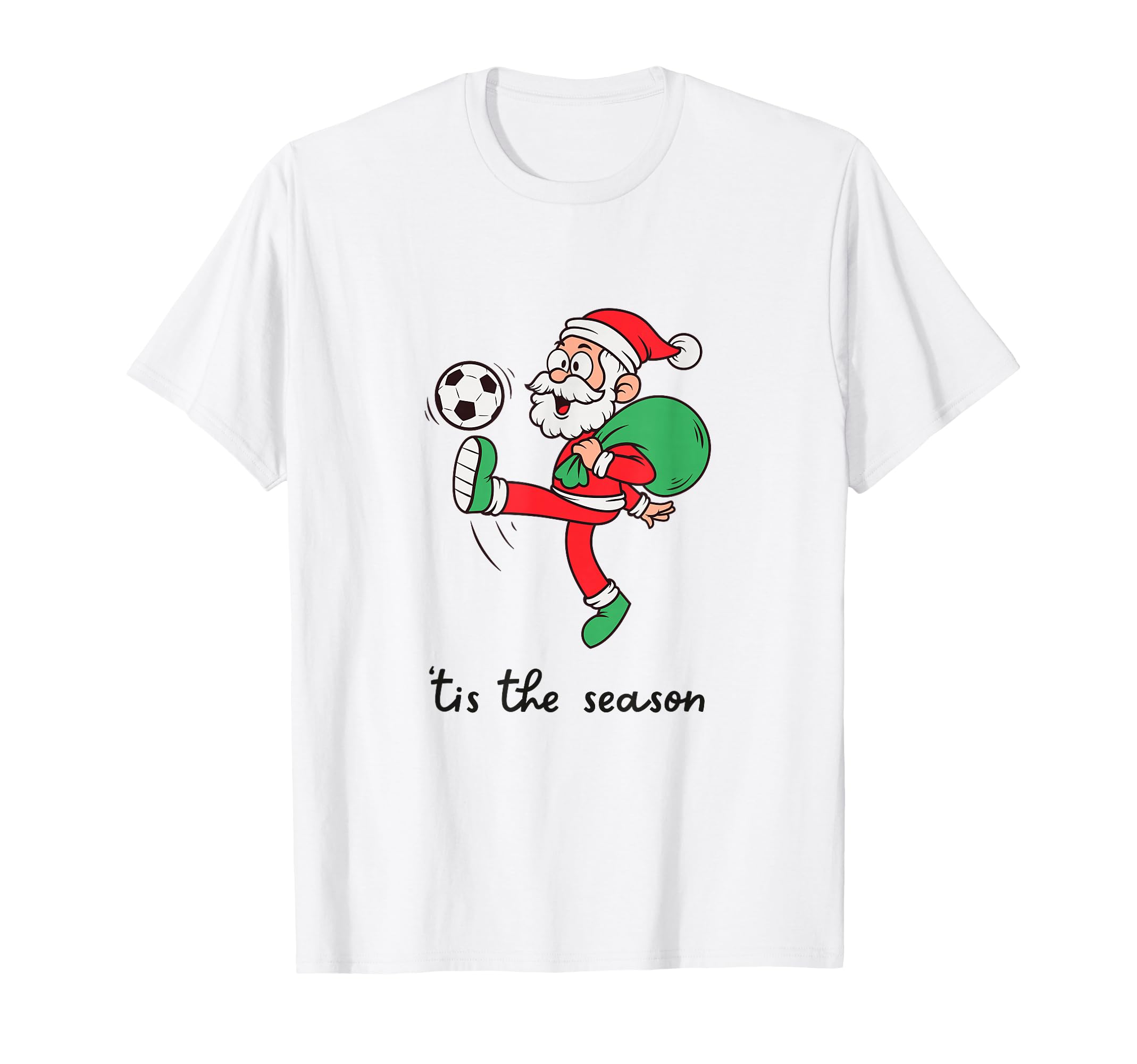 Fun Santa Footballer Soccer Player Tis T-Shirt - Graphic Print for Adults