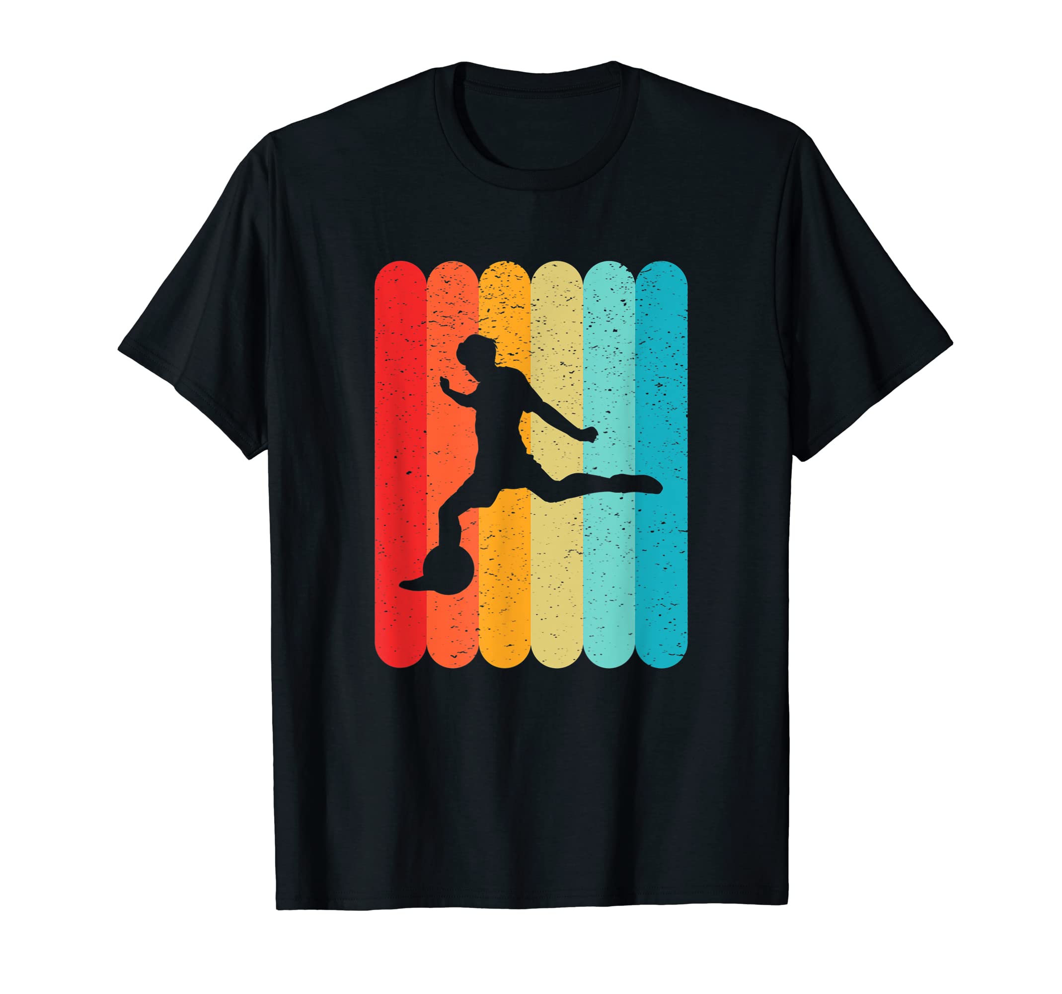 Soccer Player Silhouette Lines 80S T-Shirt - Aesthetic Graphic for Adults