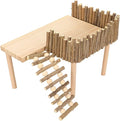 Tnfeeon Hamster with Climbing Ladder, Guinea Pig Toys Chinchilla Perch Cage Accessories Toy Wooden Play Gym Stand for Hamsters Squirrel Guinea Pig