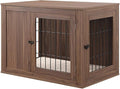 unipaws 30 Inch Furniture Style Dog Crate, Indoor Aesthetic Puppy Kennel with Door, Modern Decorative Wood Wire Pet House Dog Cage, Pretty Cute End Side Table Nightstand, Walnut