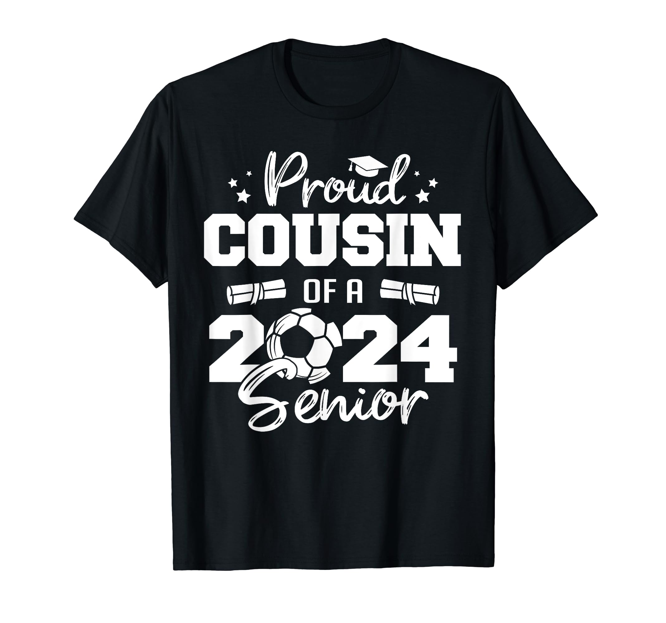 Proud Cousin 2024 Senior Funny Soccer T-Shirt - Trendy Graphic Men Women