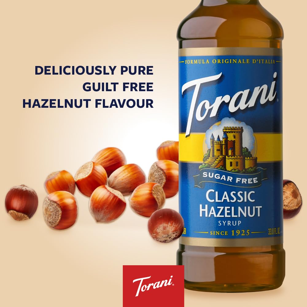 Torani Sugar-Free Hazelnut Coffee Syrup, 12.7 fl oz, Pack of 4, Kosher