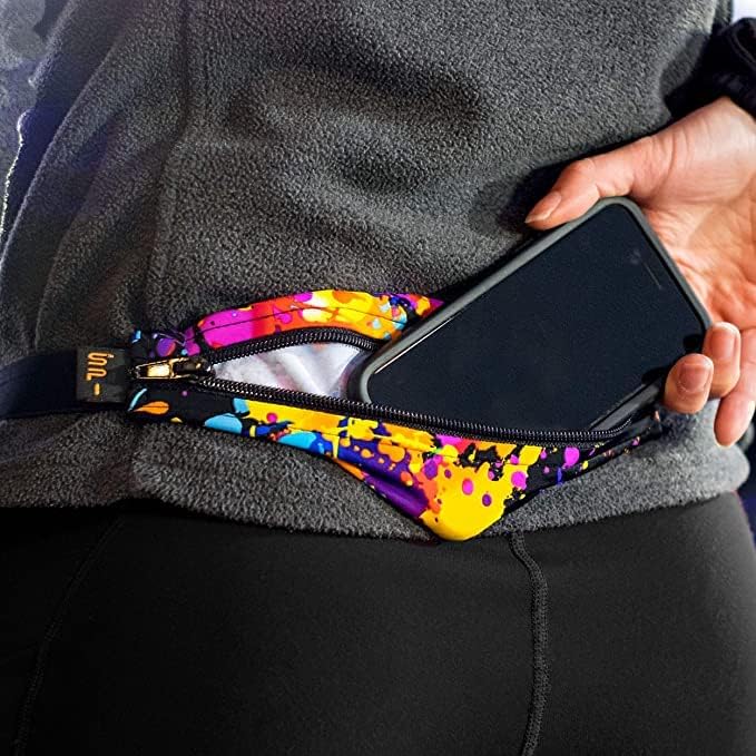 SPIbelt Running Belt for Women Men, Phone Holder for Running, Running Fanny Pack, Holder for Phone, Running Waist Pack, Adjustable Waist, [Fits All Phones]. No Logo Band, Black with Black Zipper