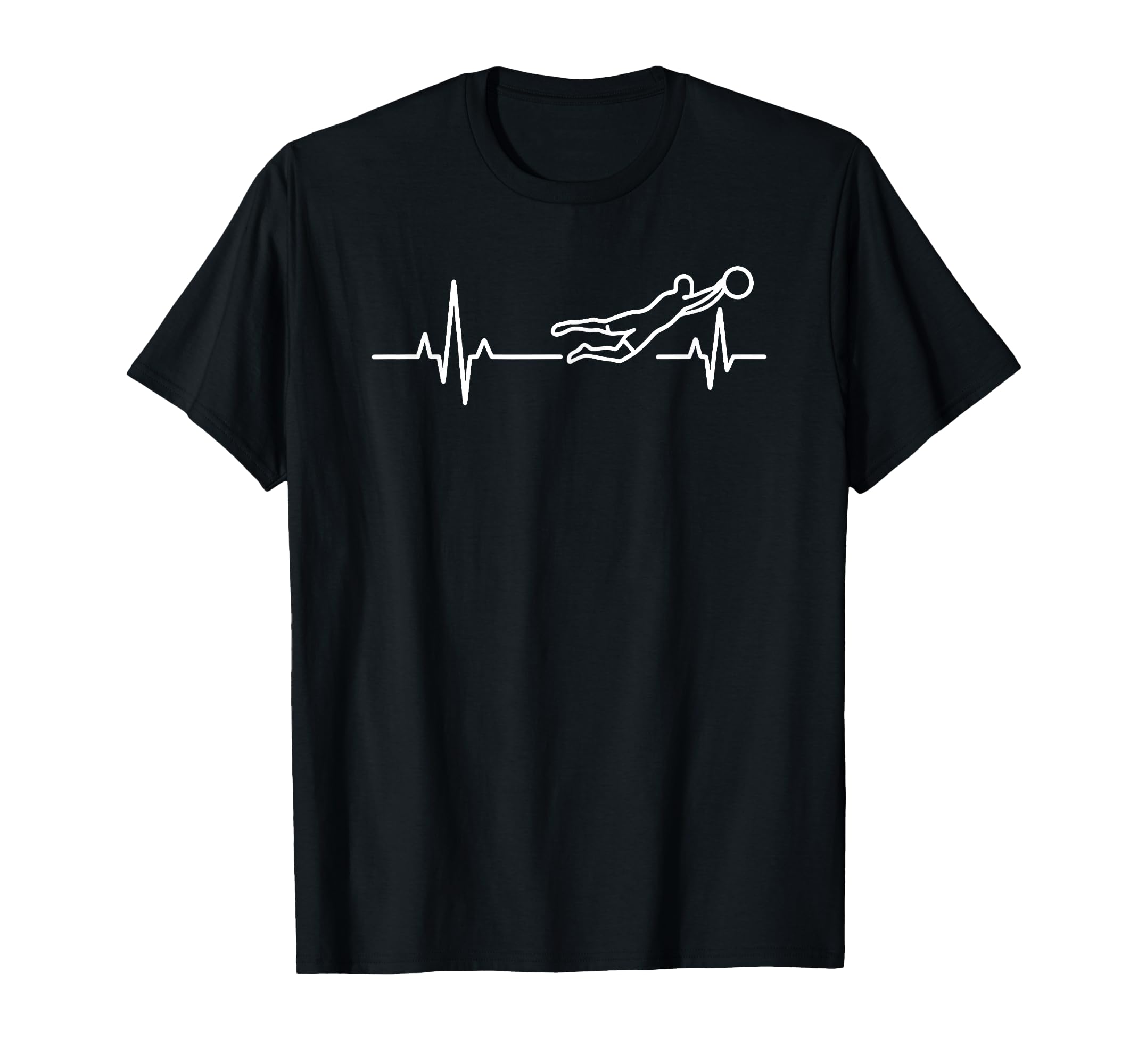 Goalkeeper Heartbeat Soccer Ball Dive T-Shirt - Minimalist Print Men Women