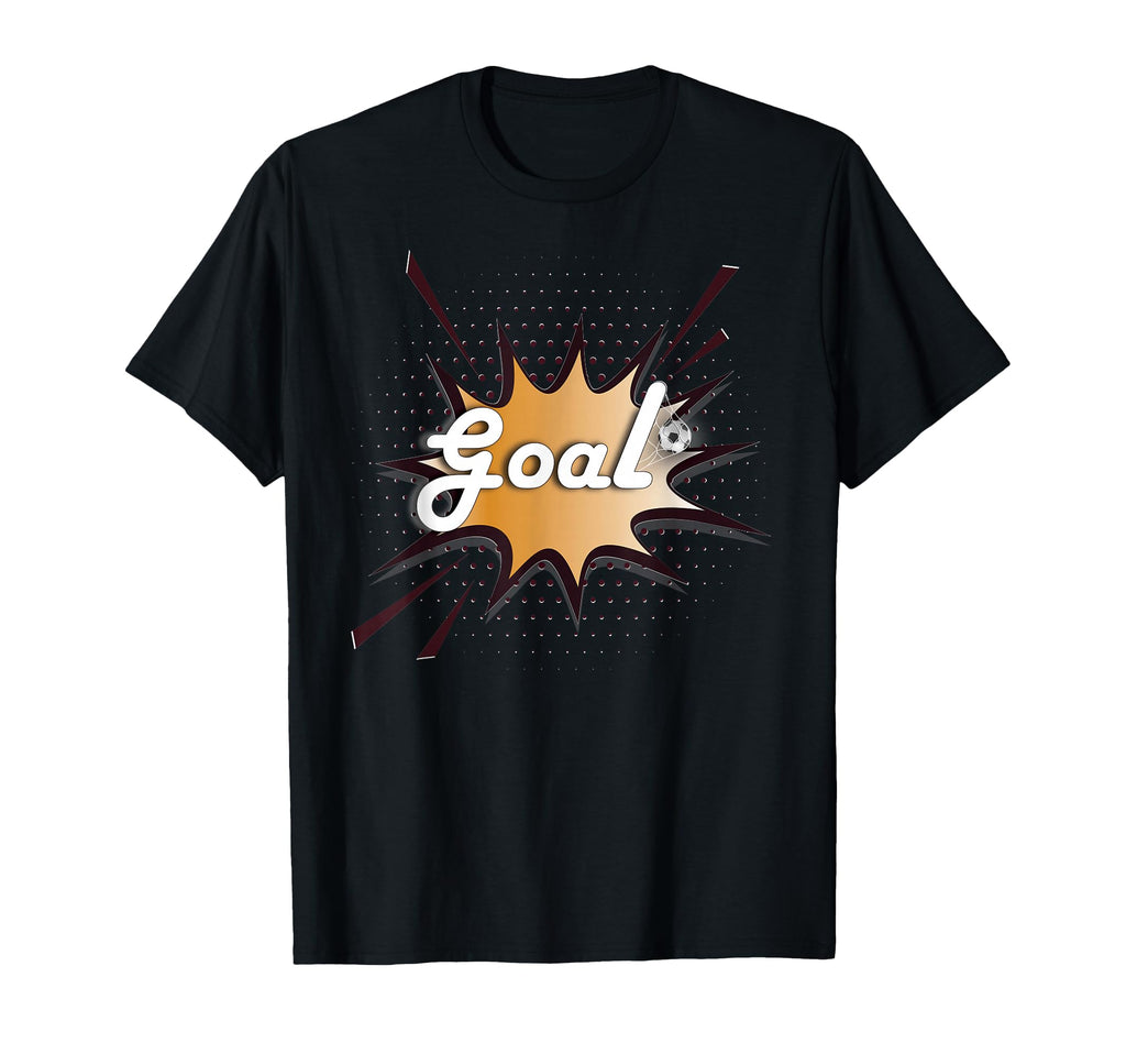 Goal Soccer Ball Net Comic Football Art T-Shirt - Graphic Print Men Women
