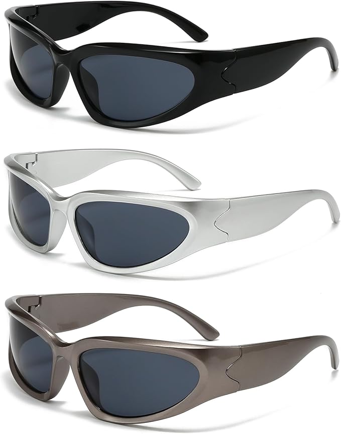 SOAR&EAGLE Y2K 3Pack Polarized sunglasses Wrap Around Men's Women's sunglasses Fashion Sport Shades Sun Glasses