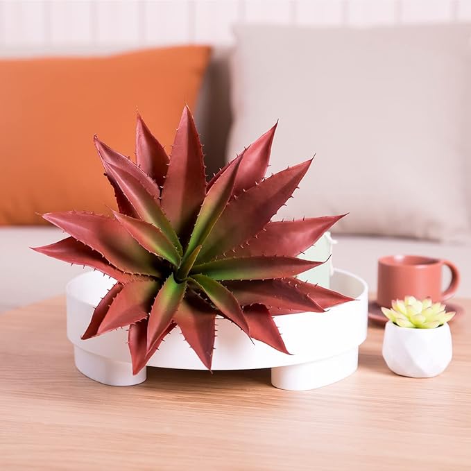 Veryhome Succulents Plants Artificial Aloe Plant, 12.5Inch Large Faux Succulents Unpotted, Premium Crafting DIY Greenery Decor for Indoor & Outdoor(4Pcs-Red)