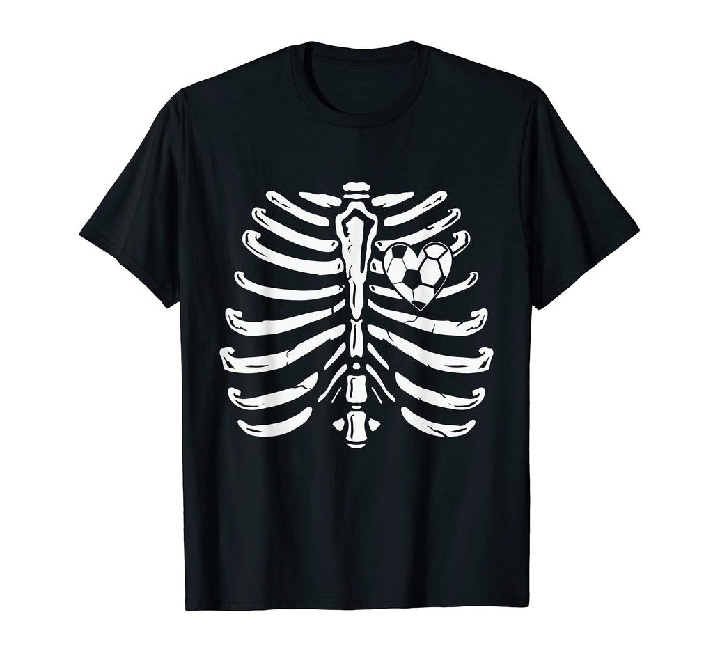 Soccer Player Heart Skeleton Ribs T-Shirt - Graphic Print for Adults