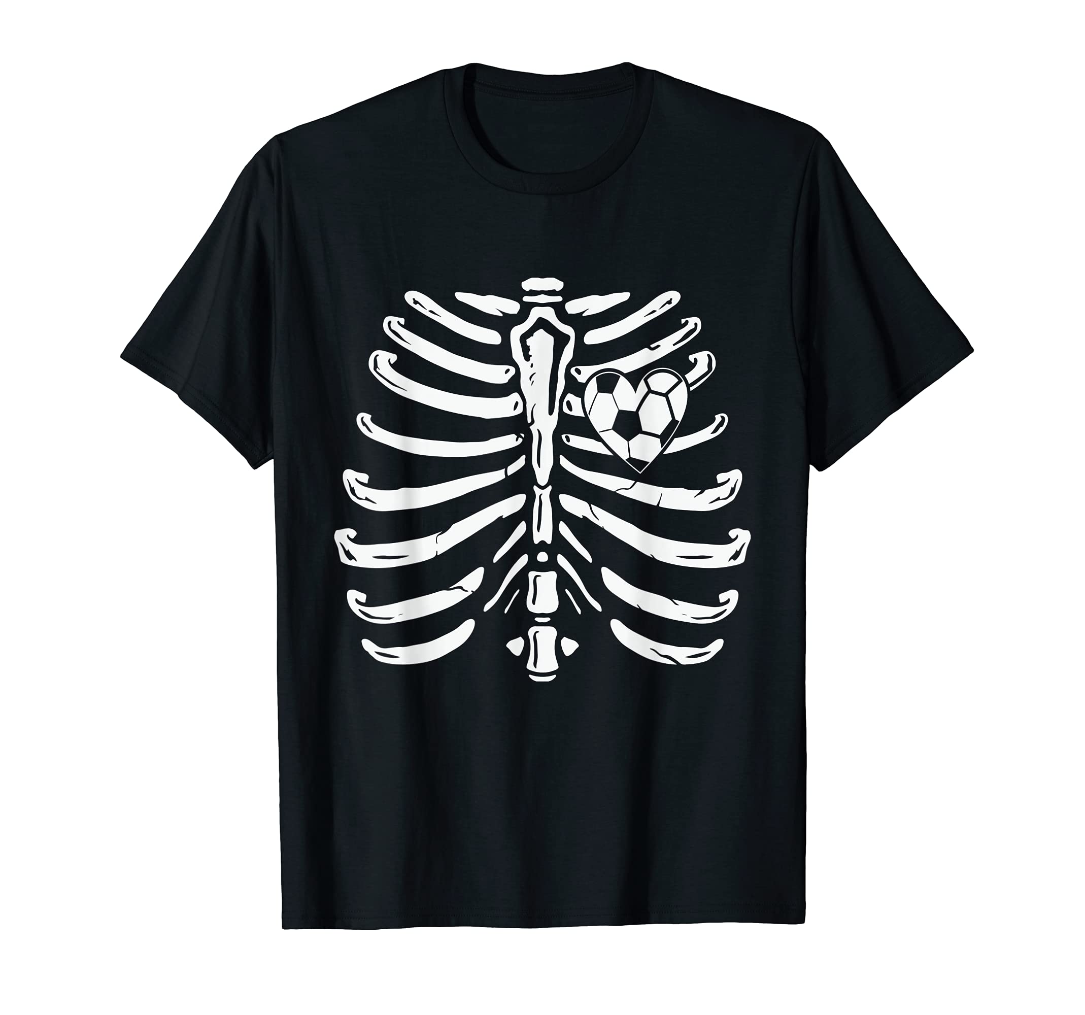 Soccer Player Heart Skeleton Ribs T-Shirt - Graphic Print for Adults