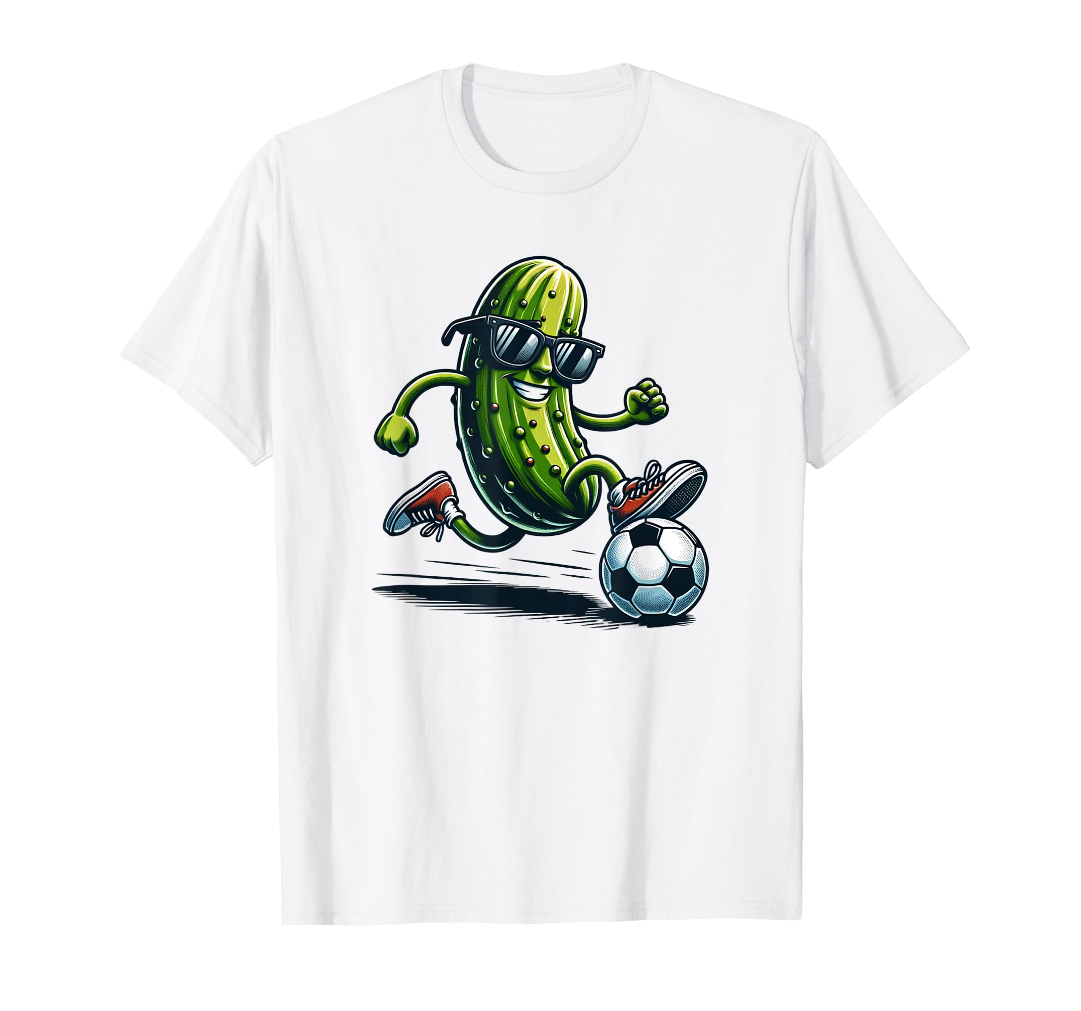 Funny Pickle Playing Soccer And Wearing T-Shirt - Unique Graphic Men Women
