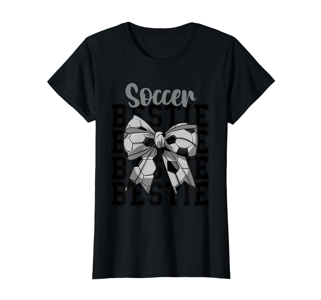 Soccer Bestie Coquette Bow Biggest Fan T-Shirt - Unique Graphic for Adults