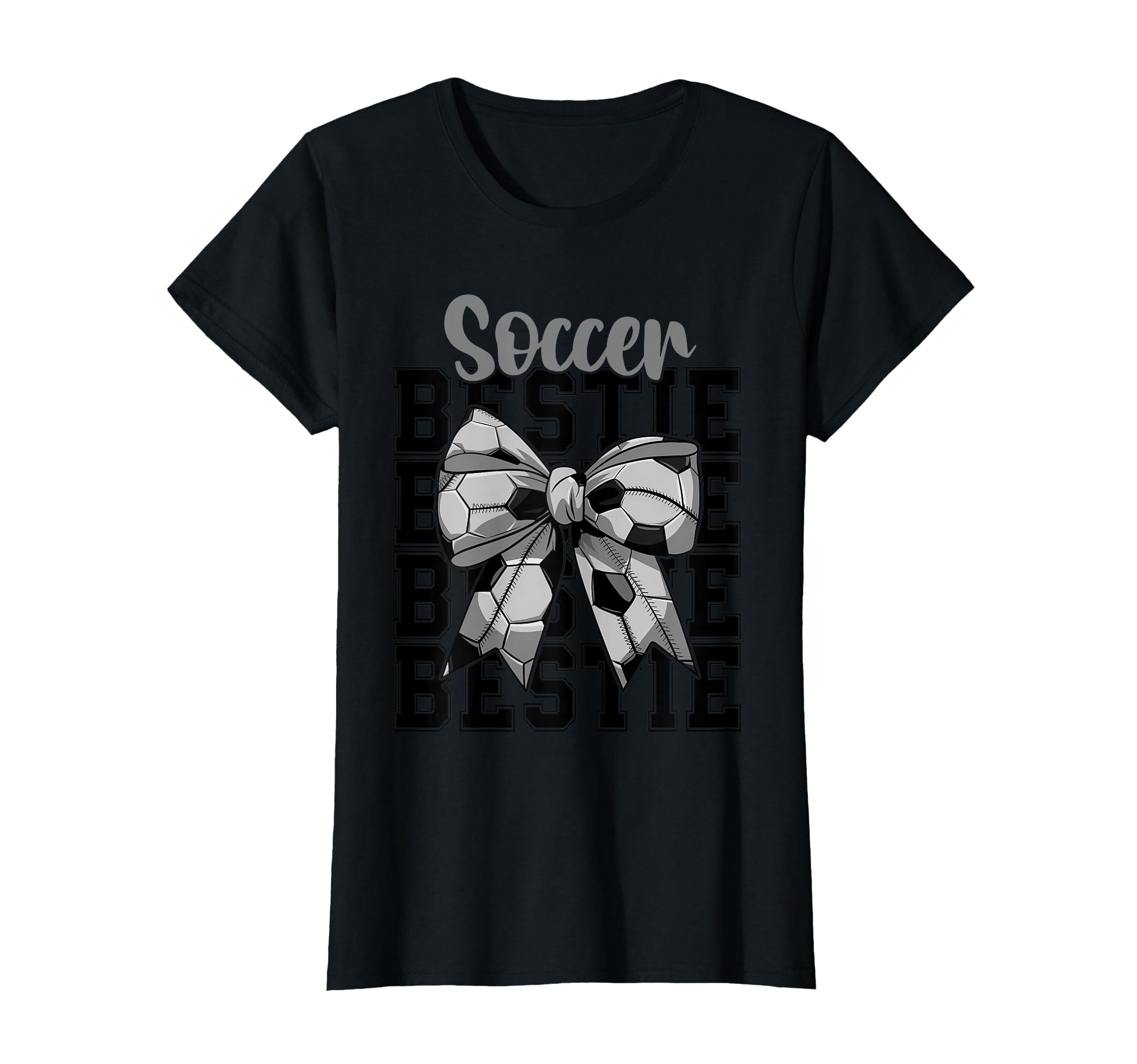 Soccer Bestie Coquette Bow Biggest Fan T-Shirt - Unique Graphic for Adults