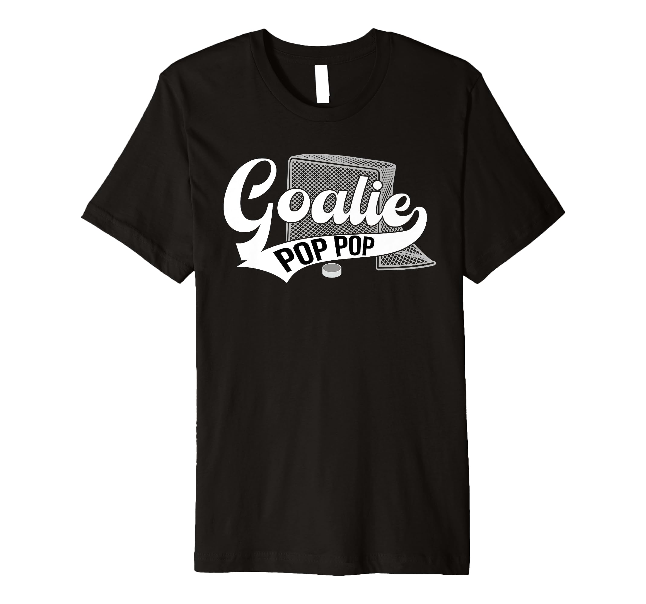 Mens Ice Hockey Goalie Pop Pop Ice T-Shirt - Novelty Apparel for Adults